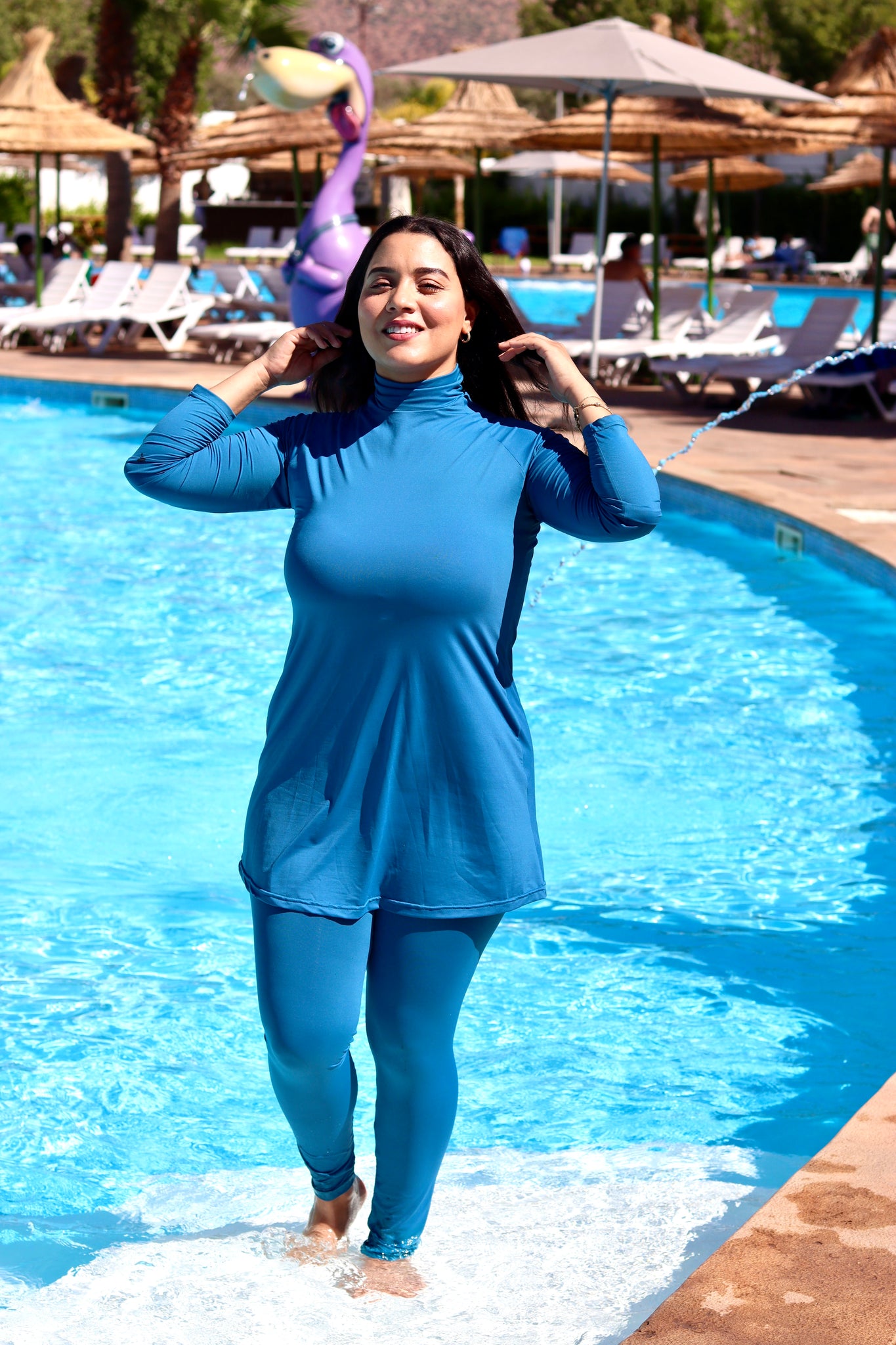 Blue modest swimsuit-burkini