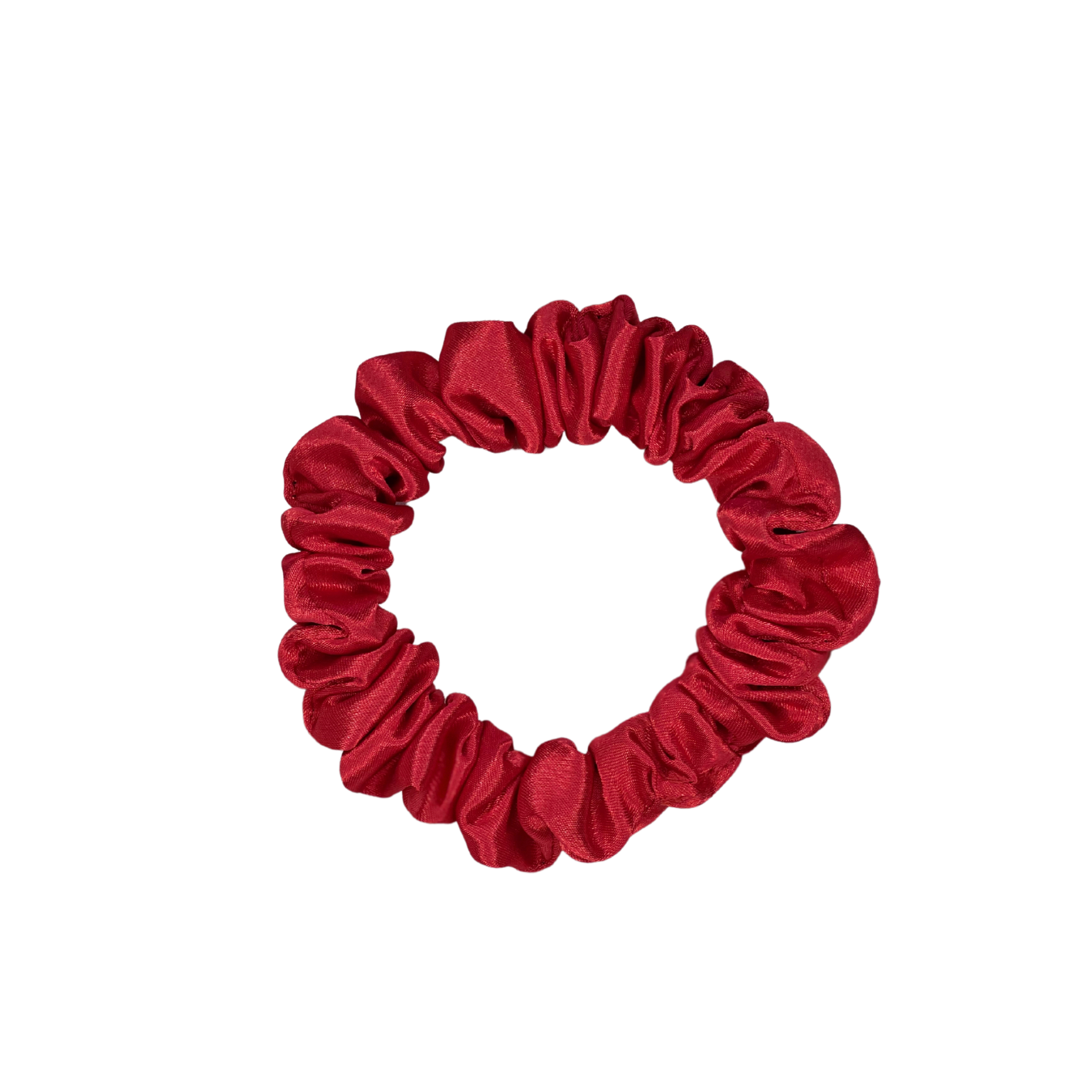 Red mini silk scrunchie made in Morocco, Anti-breakage silk scrunchies 